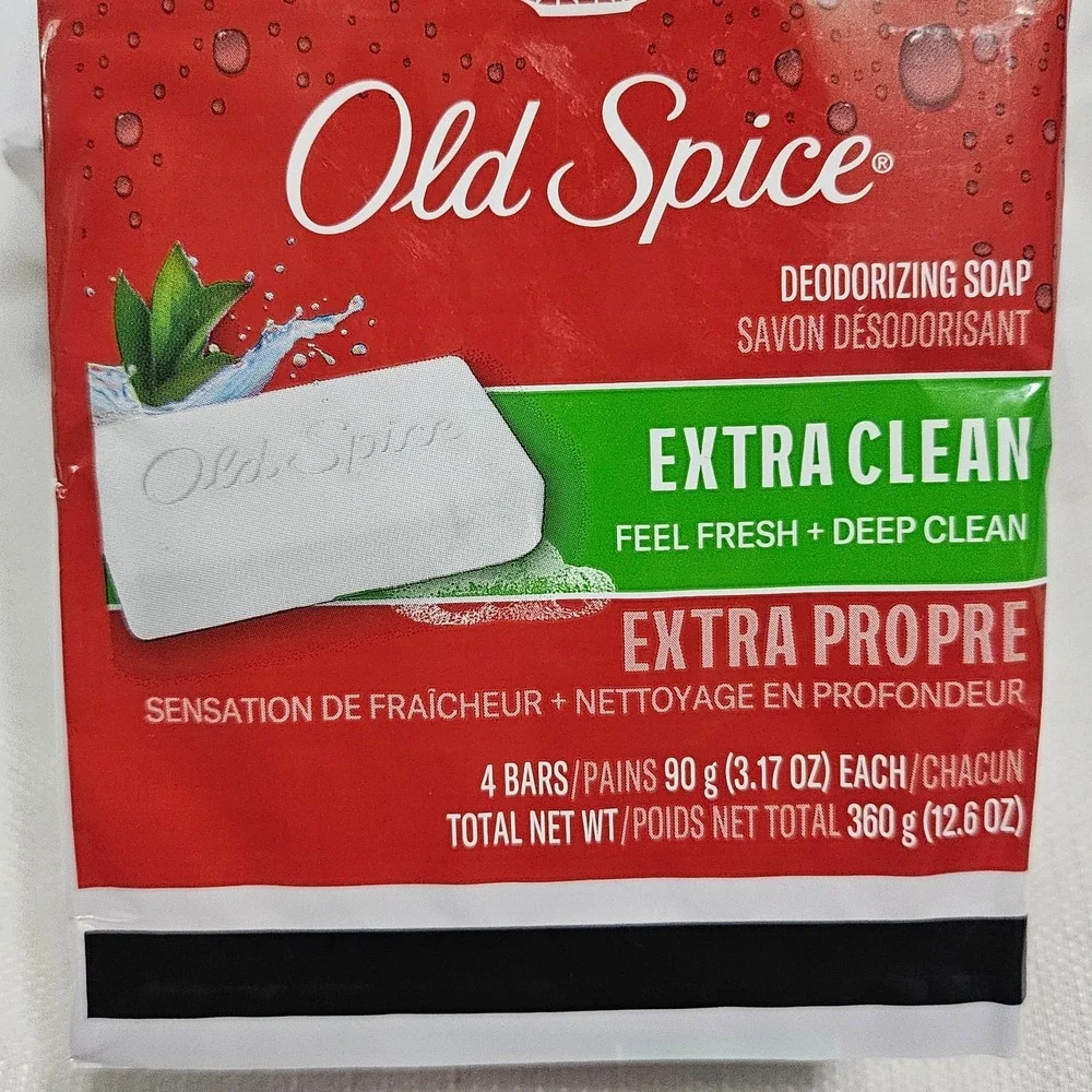 3 Packs - Old Spice Deodorizing Soap Extra Clean Feel Fresh 4 Bars 12.6 oz‎